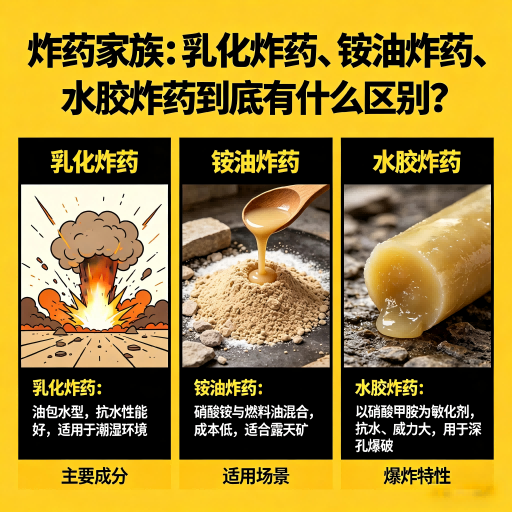 安康炸药家族：乳化炸药、铵油炸药、水胶炸药到底有什么区别？